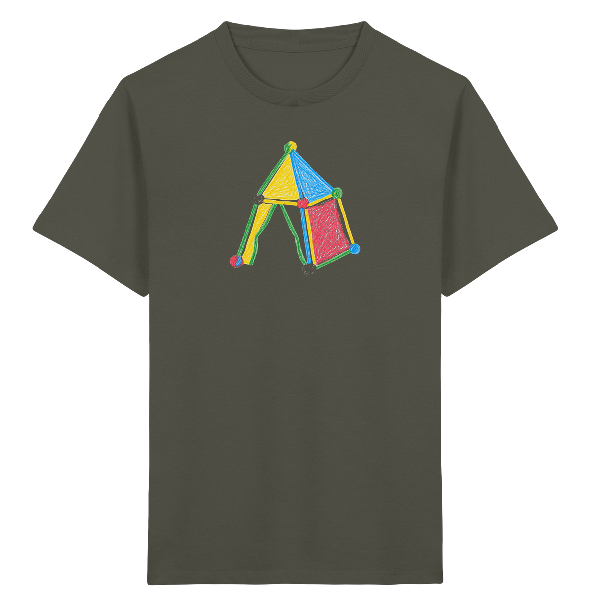 Buntes Farbpunkt Zelt Motiv - Kinder Bio T-Shirt