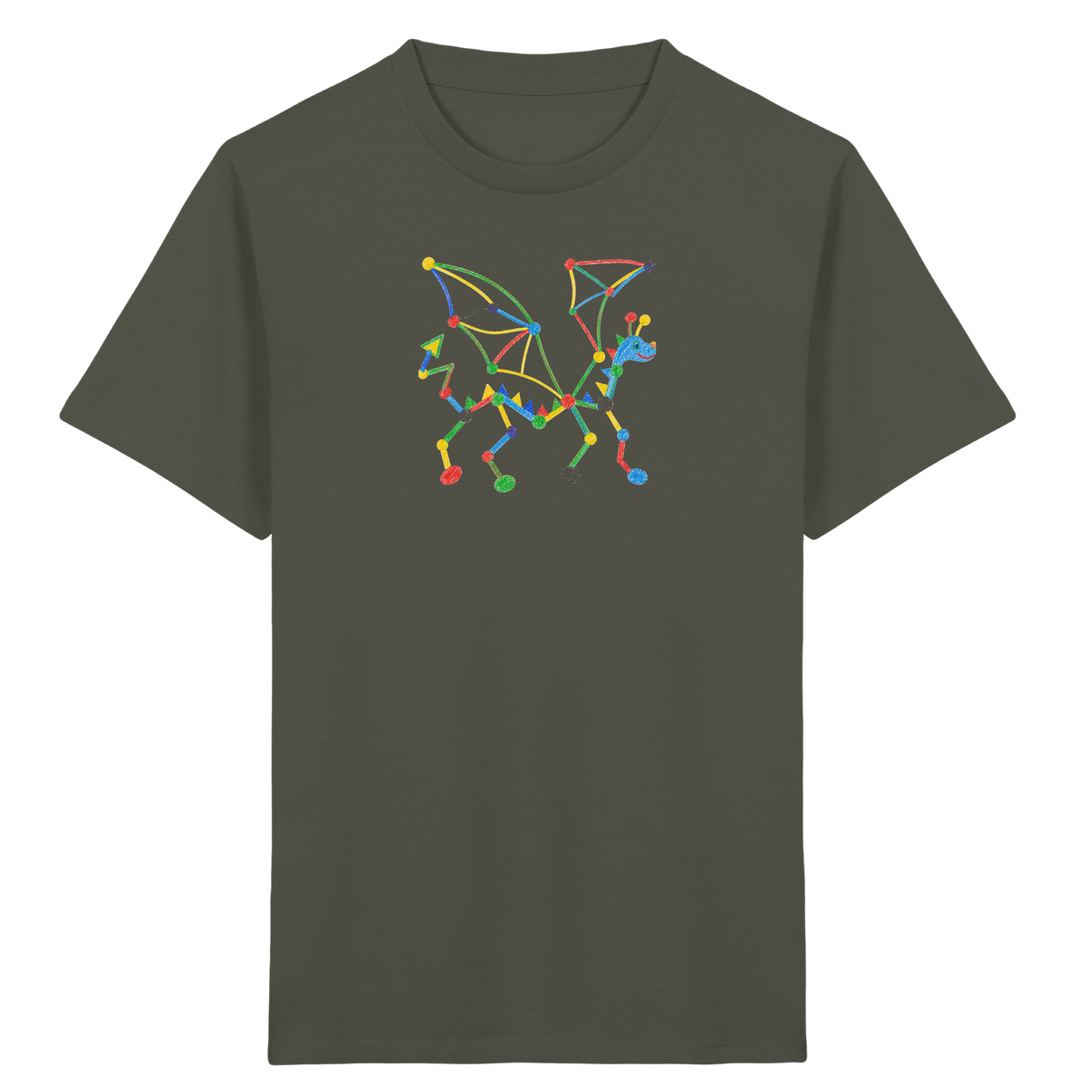 Bunter Farbpunkt Drache - Kinder Bio T-Shirt