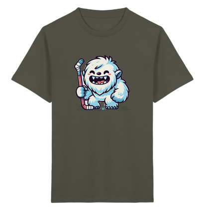 Yeti mit Eishockeyschläger Kinder T-Shirt