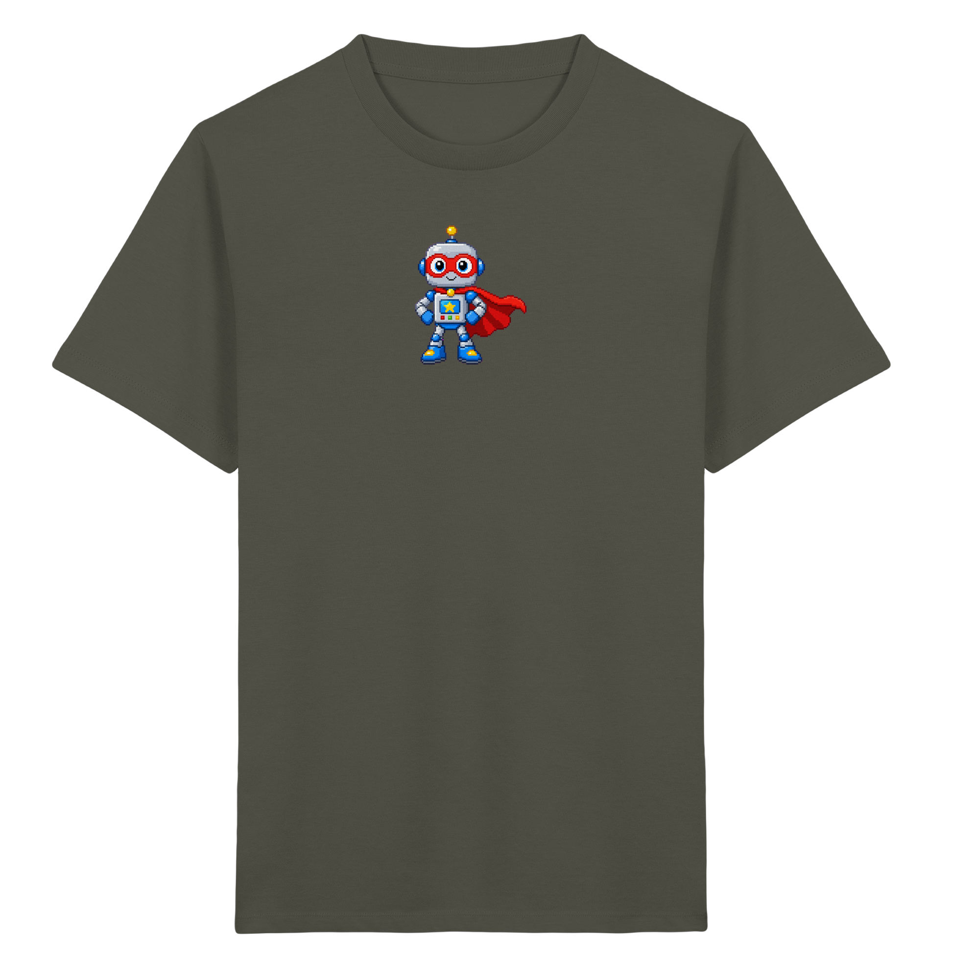 Pixel-Roboter Superhelden-Shirt: Freundliches Design - Kinder T-Shirt