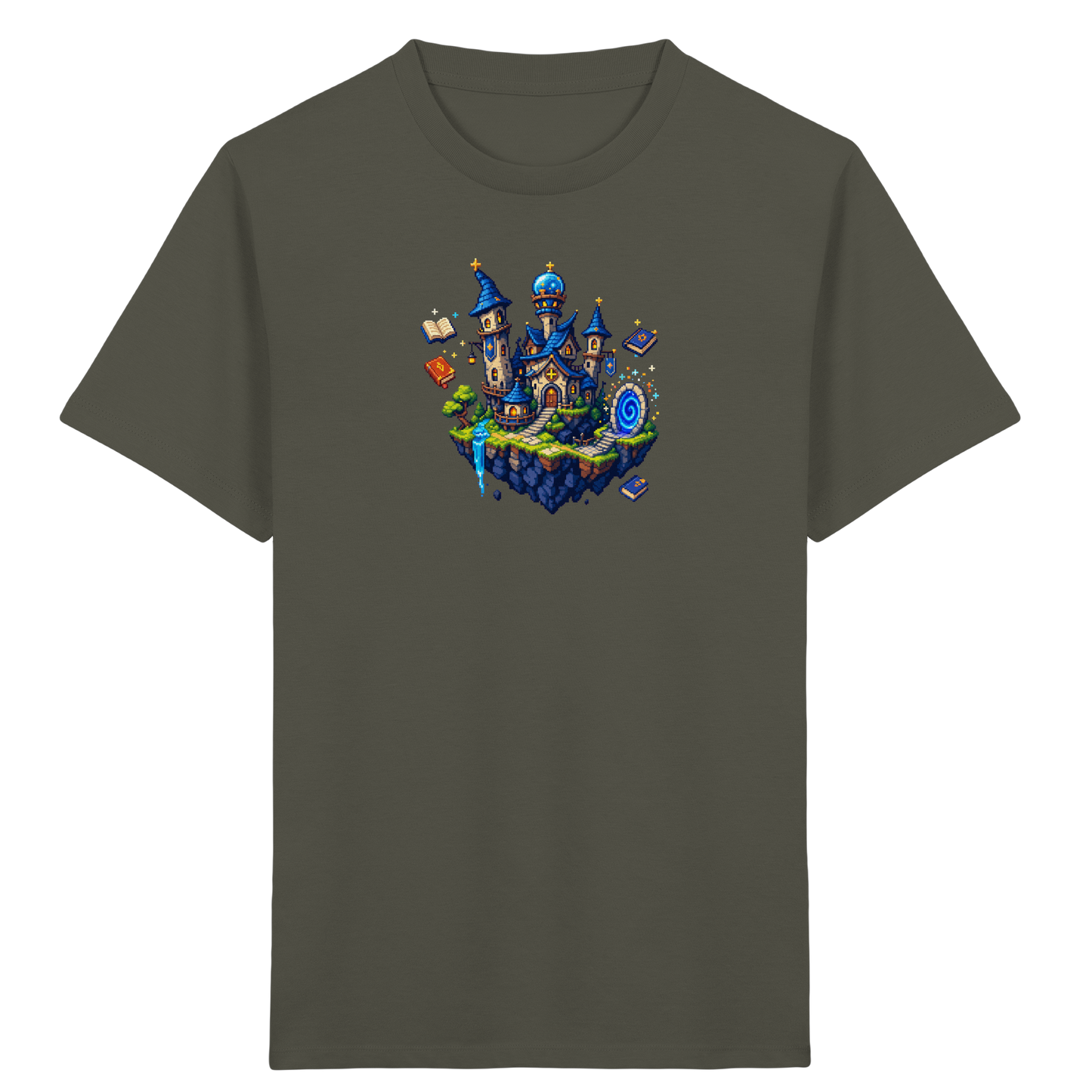Magische Akademie schwebende Insel Pixel-Shirt - Kinder Bio T-Shirt