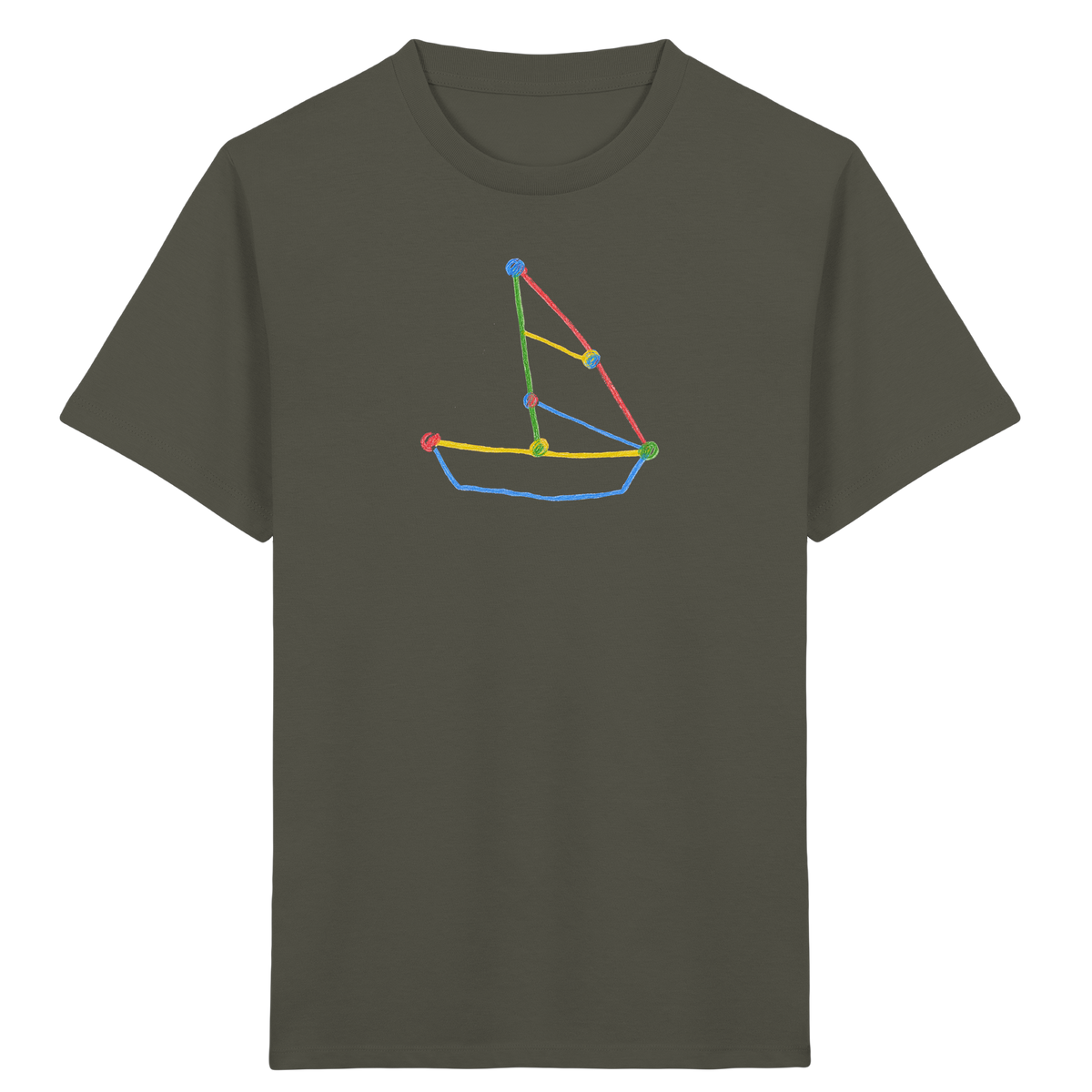 Buntes Farbpunkt Segelboot - Kinder Bio T-Shirt