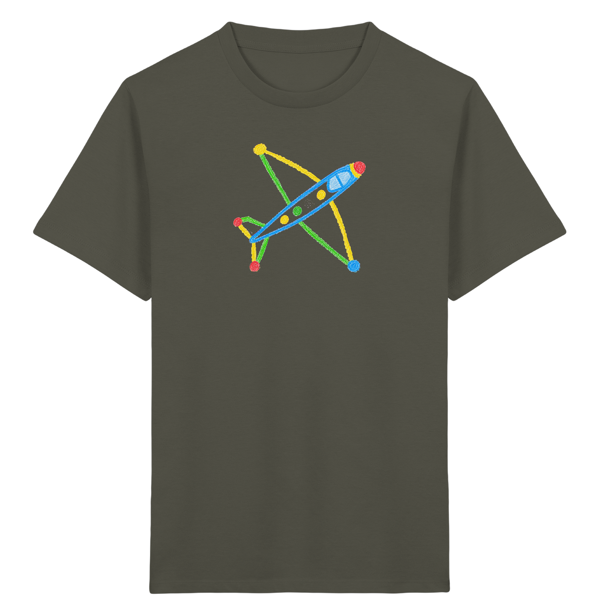 Buntes Flugzeug mit Farbpunkten - Kinder Bio T-Shirt