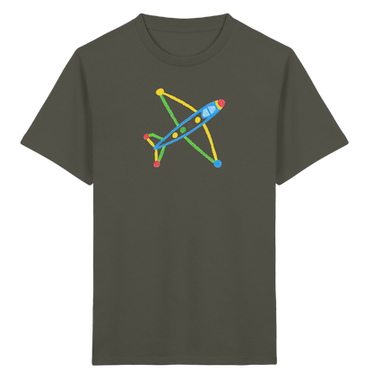 Buntes Flugzeug mit Farbpunkten - Kinder Bio T-Shirt