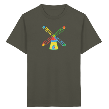 Bunte Windmühle mit Farbpunkten - Kinder Bio T-Shirt