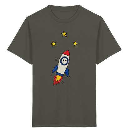 Fröhliches Raketen T-Shirt für Abenteurer - Kinder Bio T-Shirt