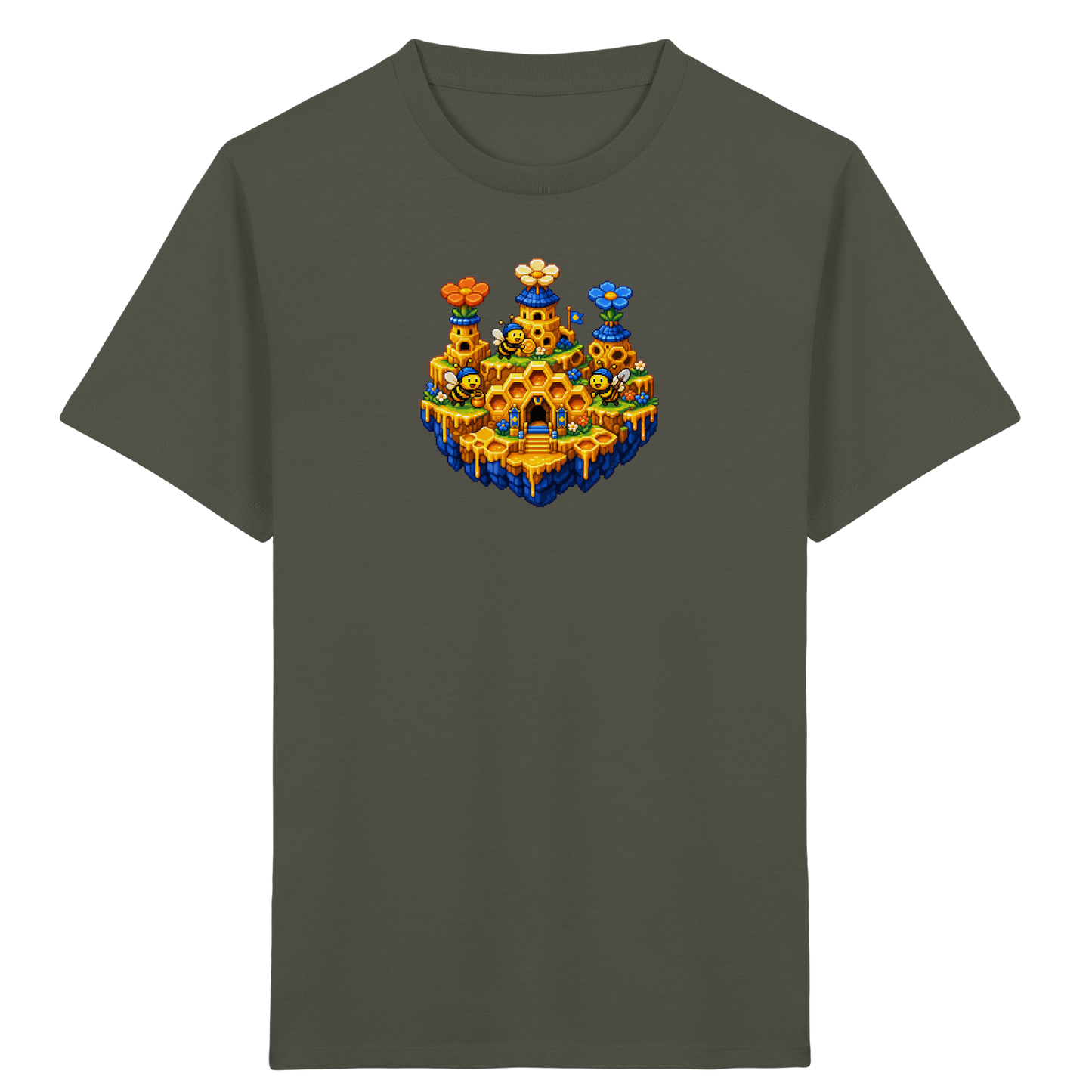 Fröhliches Pixel-Art Bienen T-Shirt - Kinder Bio T-Shirt