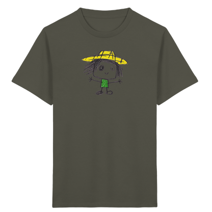Kritzelkopf mit gelbem Strohhut - Kinder Bio T-Shirt
