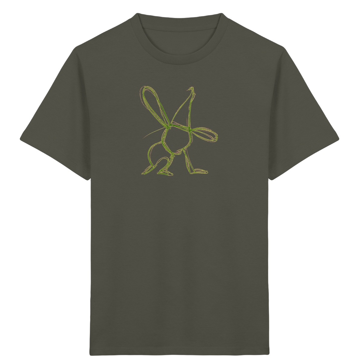 Moosgrüner Wackelhase mit Schultüte - Kinder Bio T-Shirt