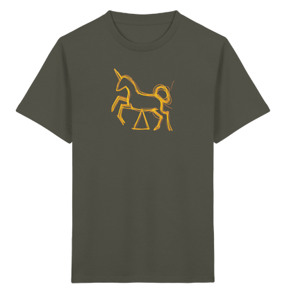 Currygelbes Einhorn zur Einschulung - Kinder Bio T-Shirt