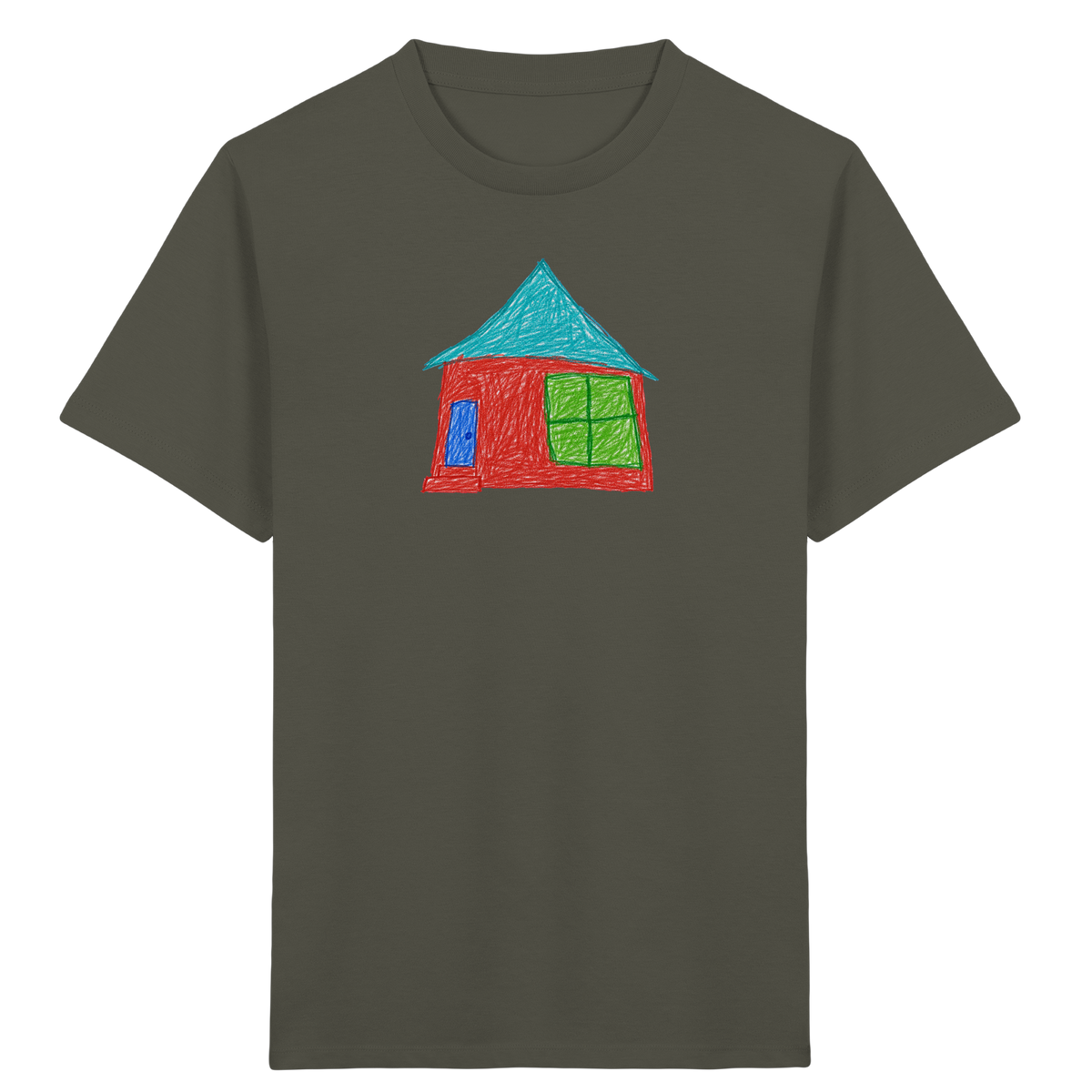 Rotes Haus mit Türkisdach - Kinder Bio T-Shirt