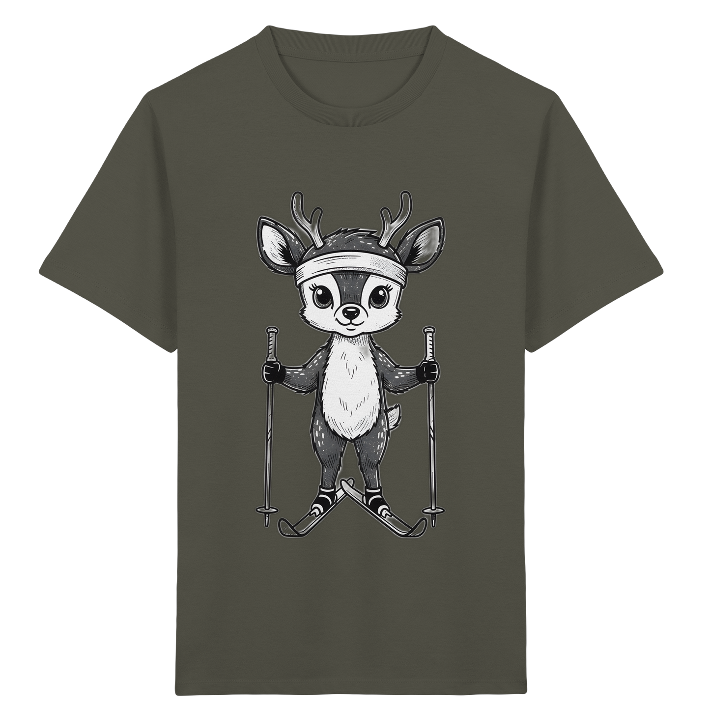 Niedliches Reh auf Skiern T-Shirt - Kinder Bio T-Shirt