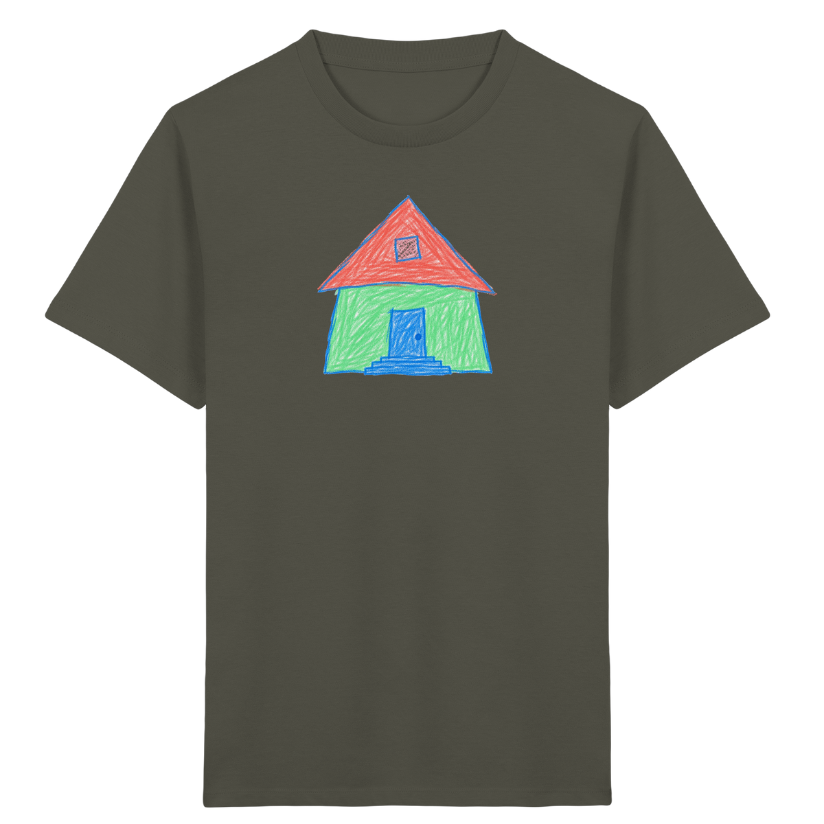 Mintgrünes Haus mit Spitzdach - Kinder Bio T-Shirt