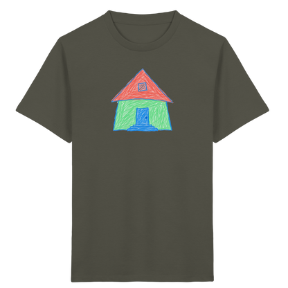 Mintgrünes Haus mit Spitzdach - Kinder Bio T-Shirt