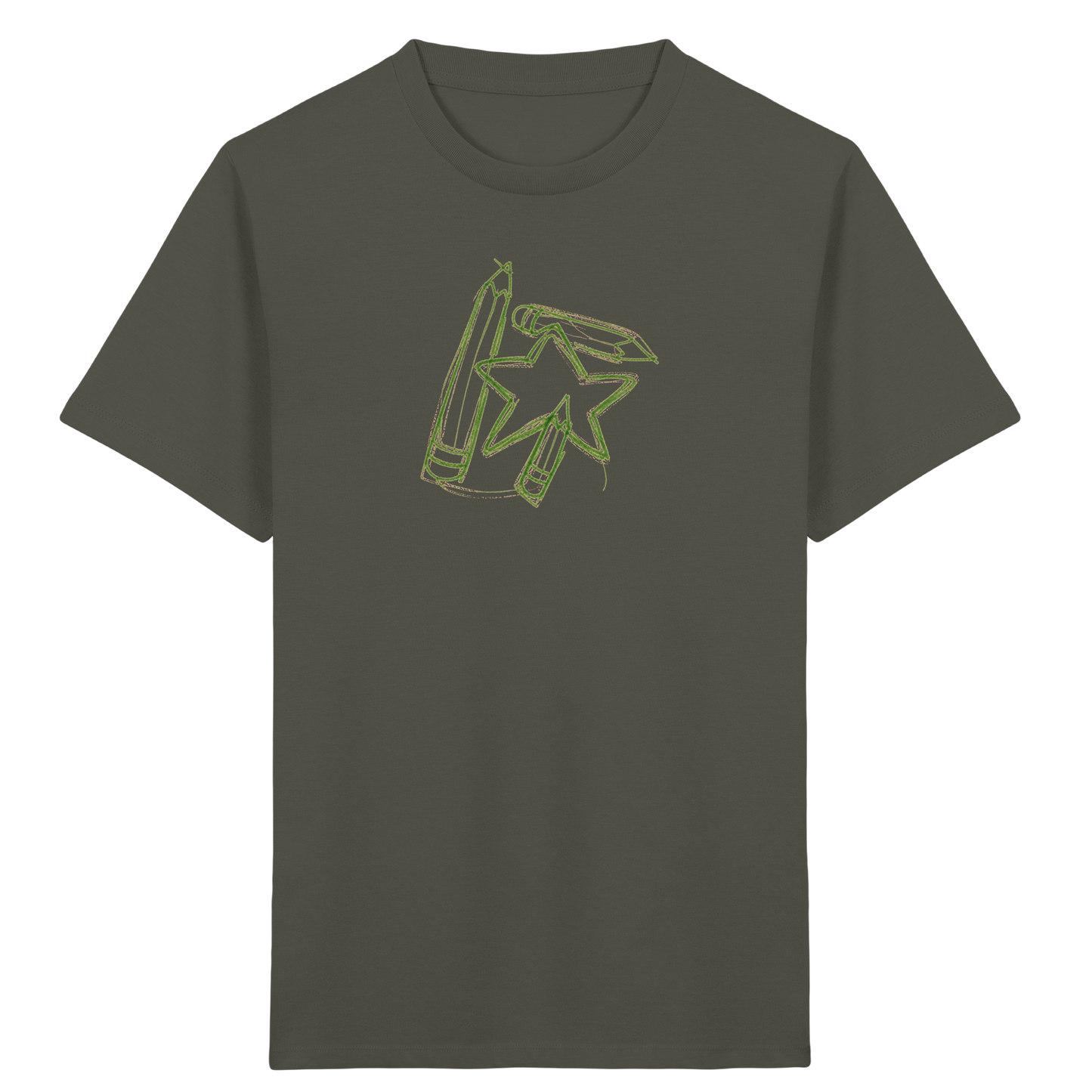 Grüne Stiftefamilie mit Mutstern - Kinder Bio T-Shirt