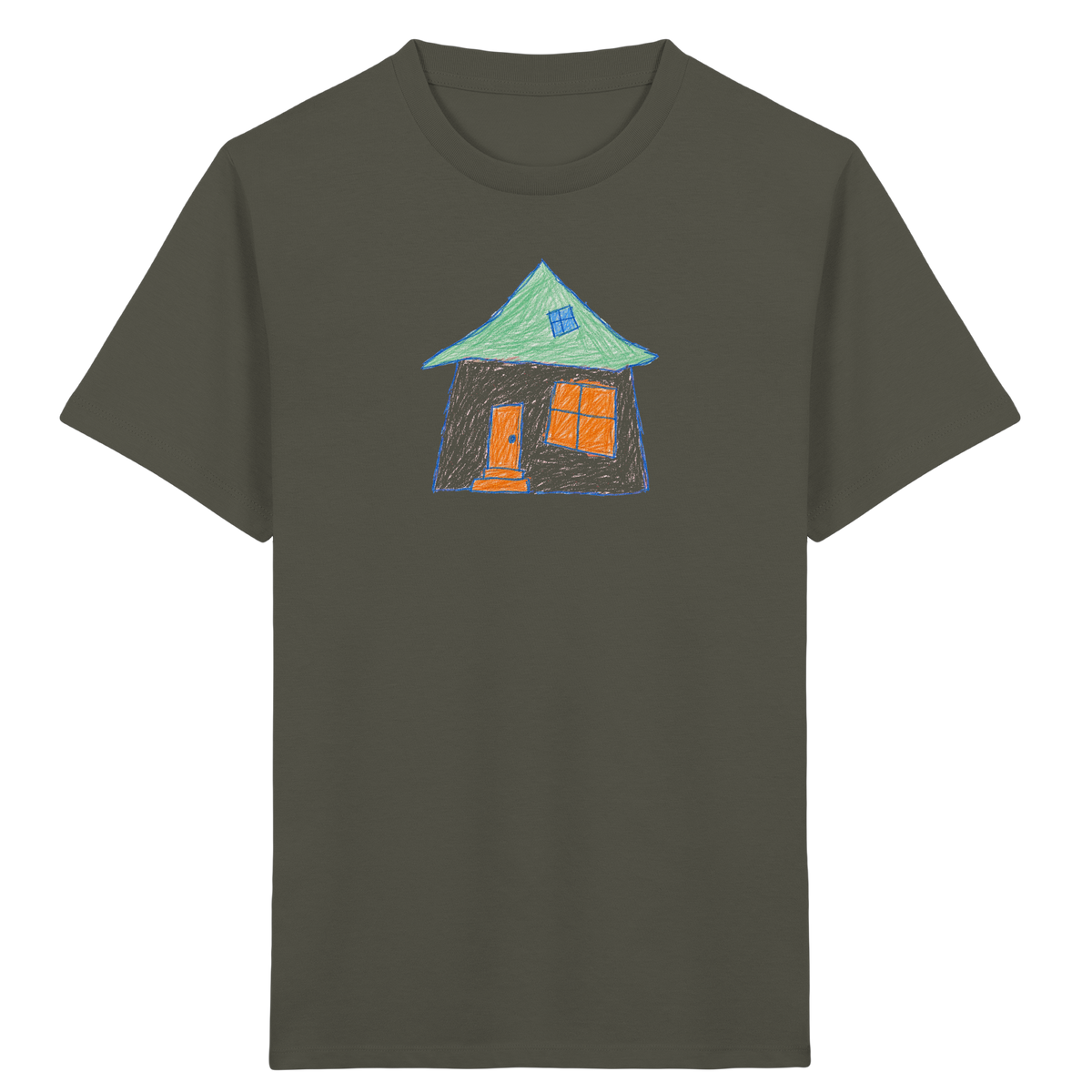 Rosa Haus mit Dachfenster - Kinder Bio T-Shirt