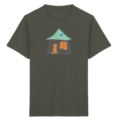 Rosa Haus mit Dachfenster - Kinder Bio T-Shirt