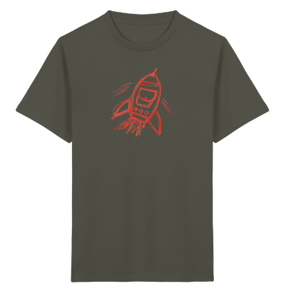 Kupferne Schulrakete mit Ranzenfenster - Kinder Bio T-Shirt