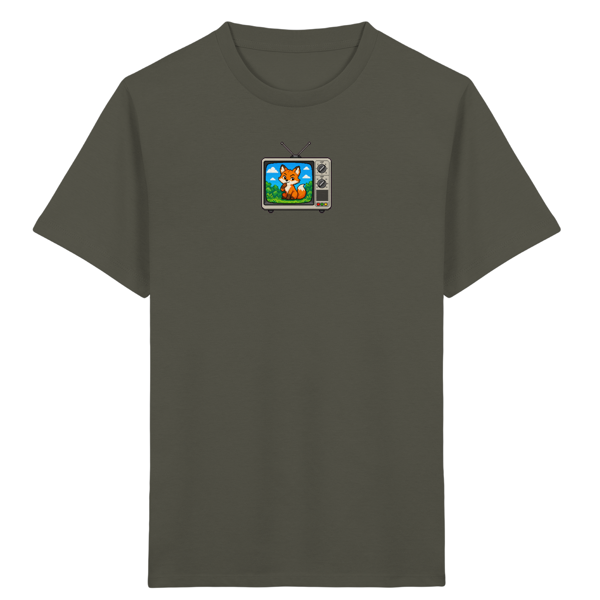 Pixel Fuchs im Retro Fernseher - Kinder Bio T-Shirt