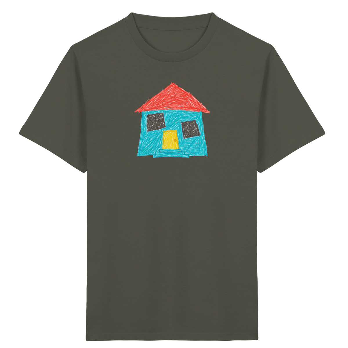 Türkises Haus mit Zwillingsfenstern - Kinder Bio T-Shirt