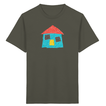 Türkises Haus mit Zwillingsfenstern - Kinder Bio T-Shirt