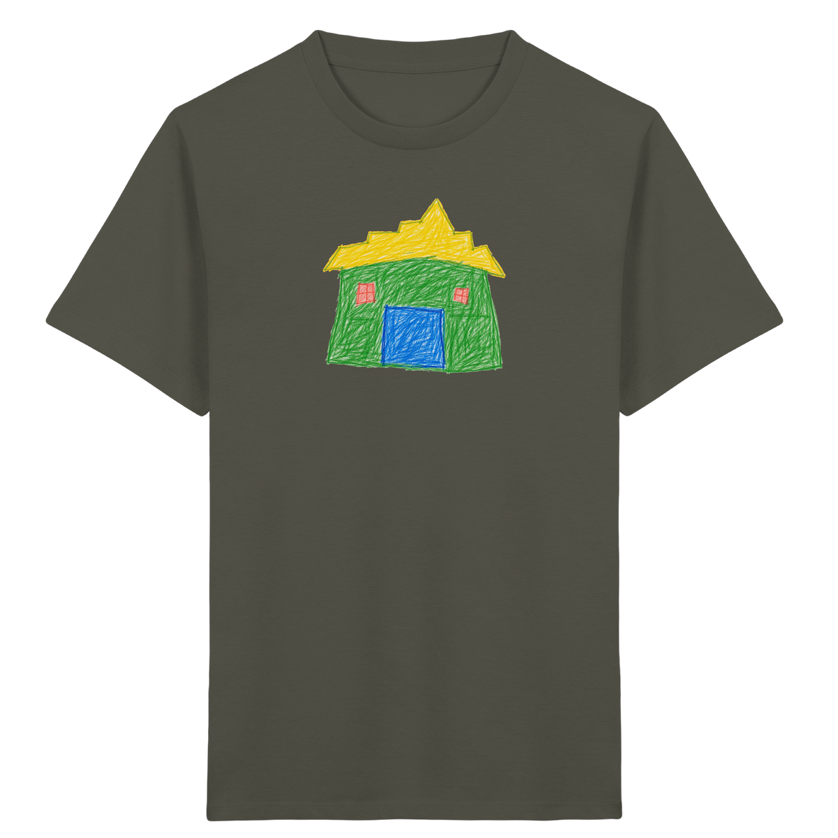Grünes Haus mit Stufendach - Kinder Bio T-Shirt