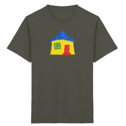 Gelbblaues Haus Kinderzeichnung - Kinder Bio T-Shirt