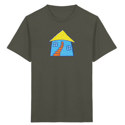 Blaues Treppenhaus Kinderzeichnung - Kinder Bio T-Shirt