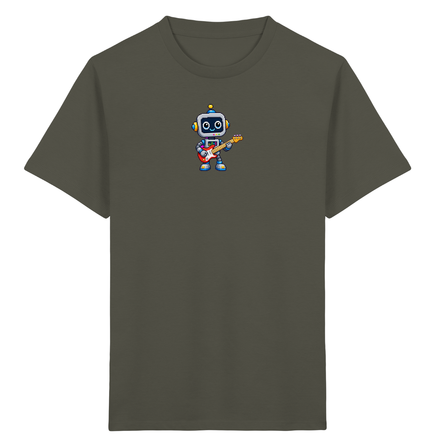 Pixel Roboter rockt E-Gitarre - Kinder T-Shirt
