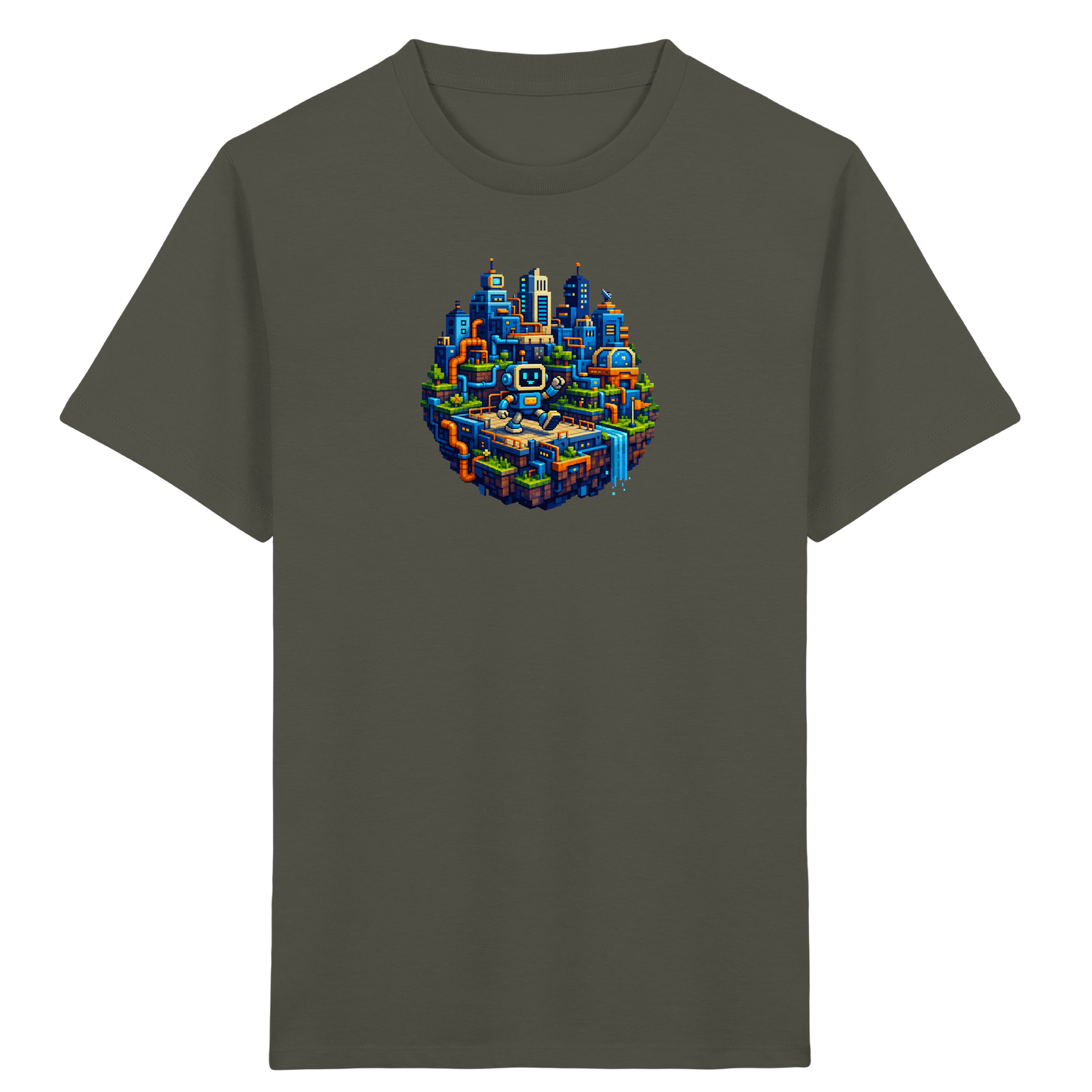 Pixel Roboter Insel Abenteuer T-Shirt - Kinder Bio T-Shirt