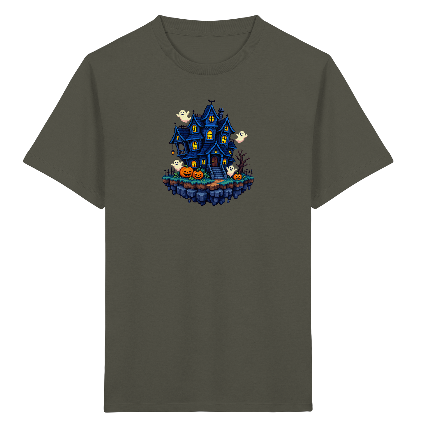 Magisches Pixel Geisterhaus Halloween T-Shirt - Kinder Bio T-Shirt