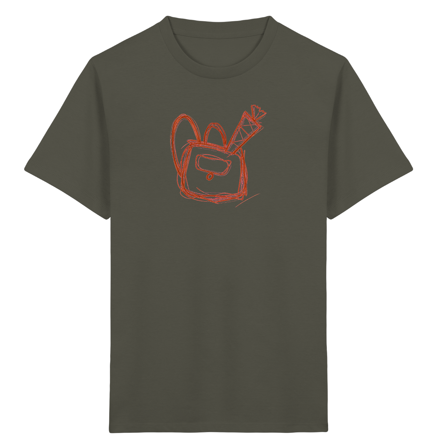 Zimtbrauner Ranzen mit Schultüte - Kinder Bio T-Shirt
