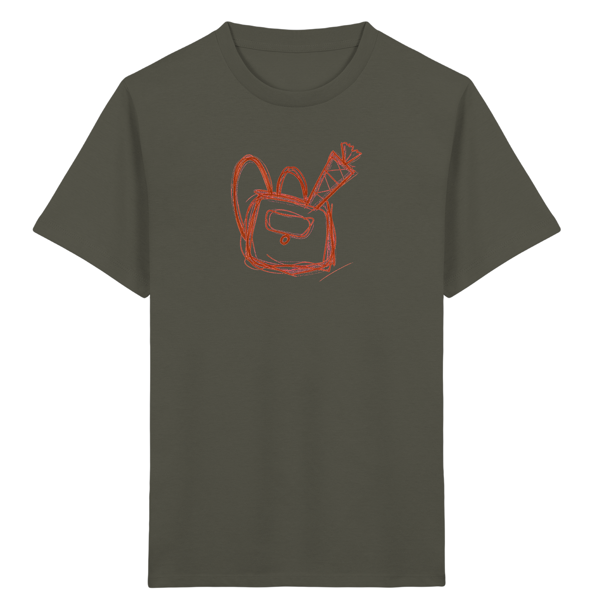 Zimtbrauner Ranzen mit Schultüte - Kinder Bio T-Shirt