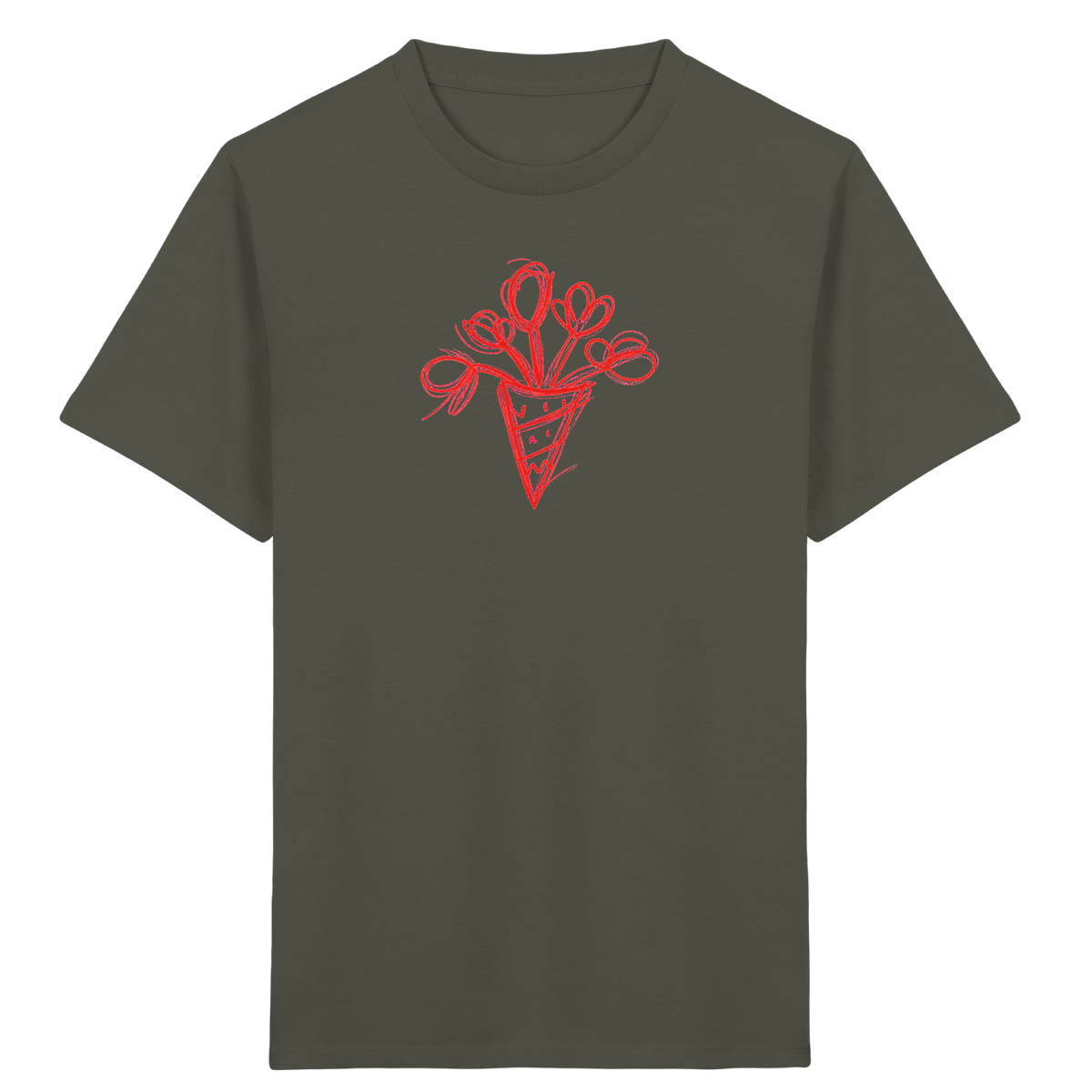 Korallrote Blumenschultüte Kinder T-Shirt - Kinder Bio T-Shirt