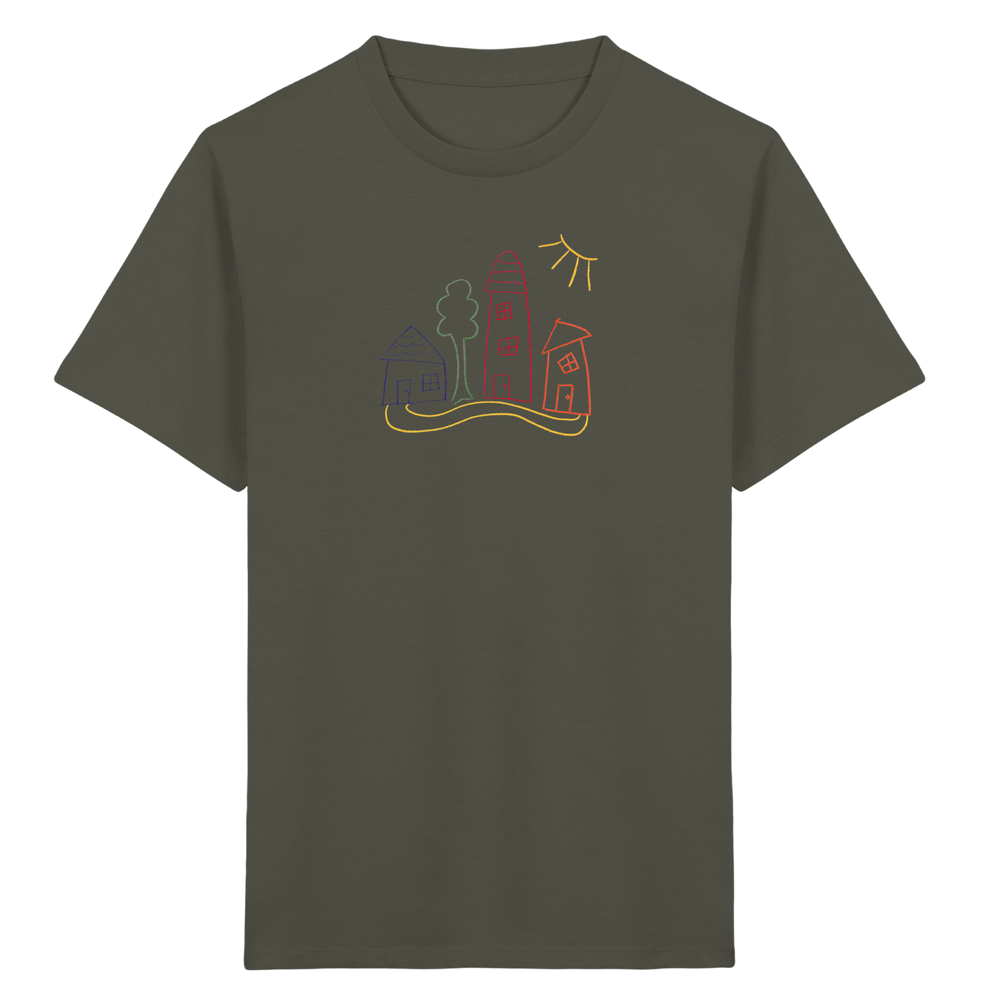 Buntes Dorf T-Shirt für Kinder - Kinder Bio T-Shirt