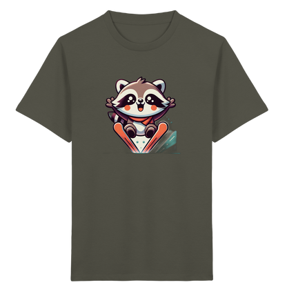 Waschbär auf Skiern – Kinder Bio-T-Shirt