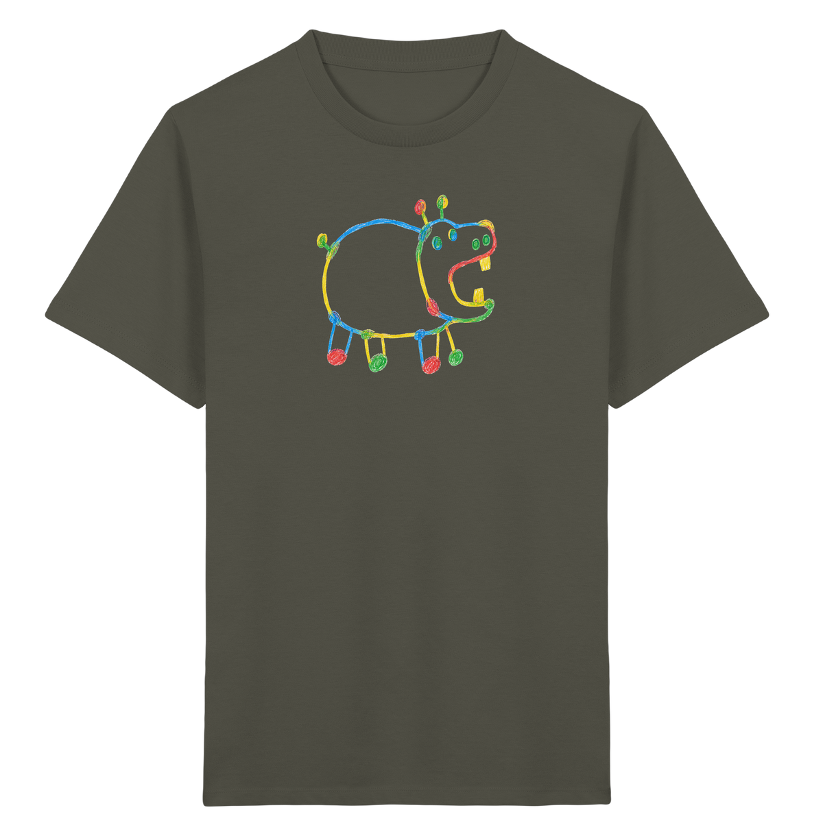 Buntes Farbpunkt Nilpferd Shirt - Kinder Bio T-Shirt