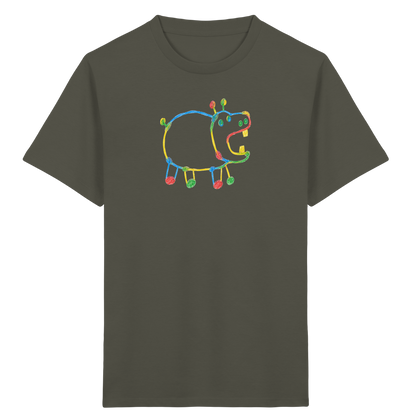 Buntes Farbpunkt Nilpferd Shirt - Kinder Bio T-Shirt