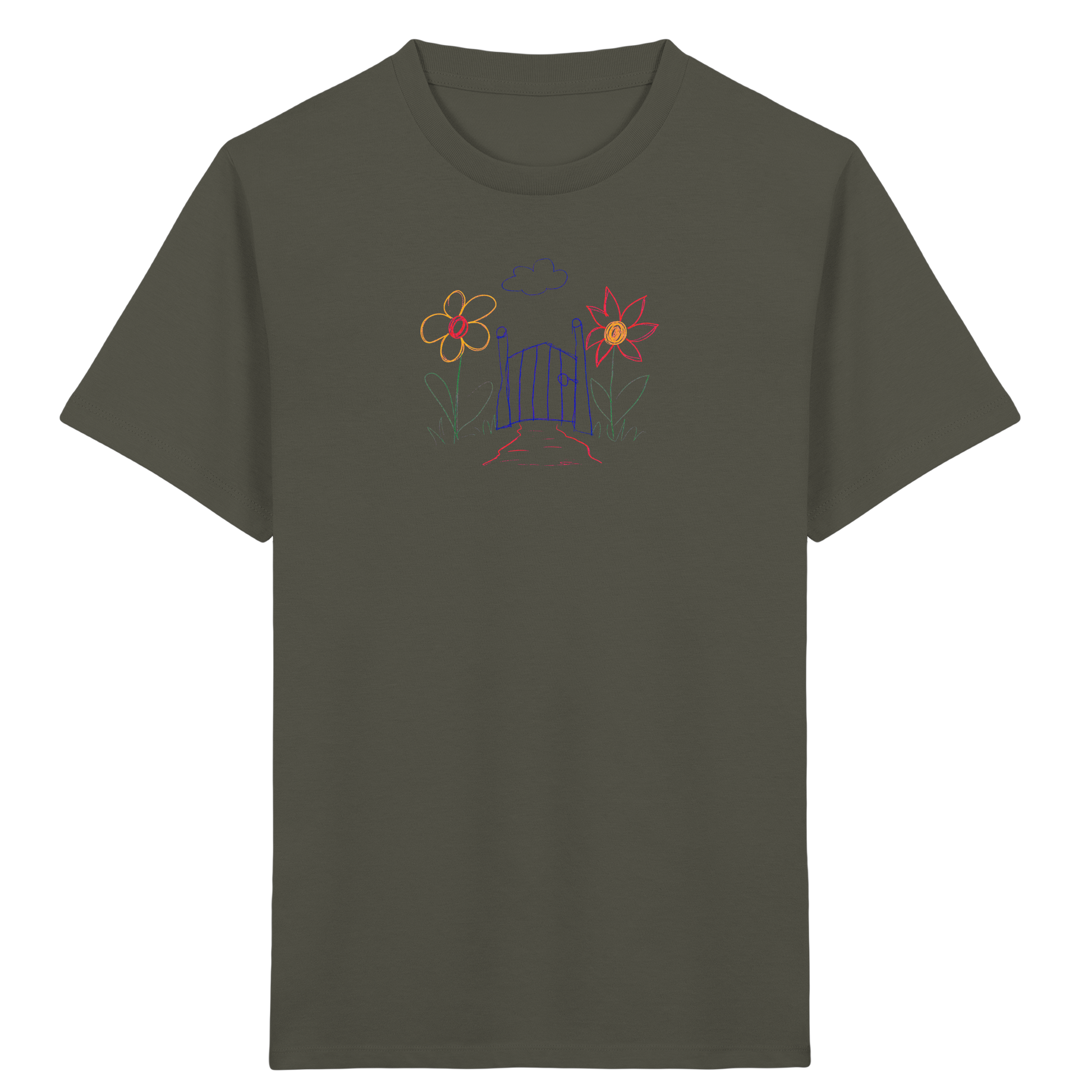 Verspieltes Kinder T-Shirt Garten Motiv - Kinder Bio T-Shirt