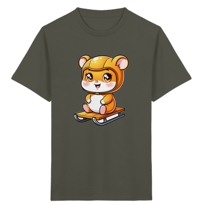 Kinder-T-Shirt mit Hamster auf einem Schlitten