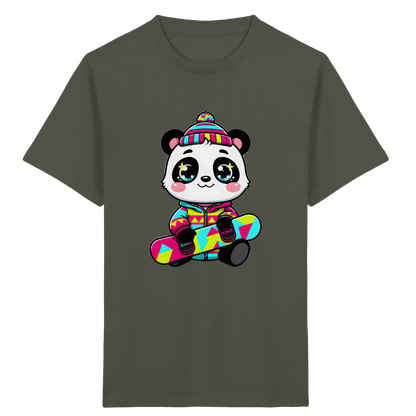 Kinder-T-Shirt mit Panda auf einem Snowboard