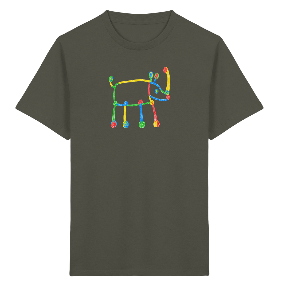 Buntes Farbpunkt Nashorn Shirt - Kinder Bio T-Shirt