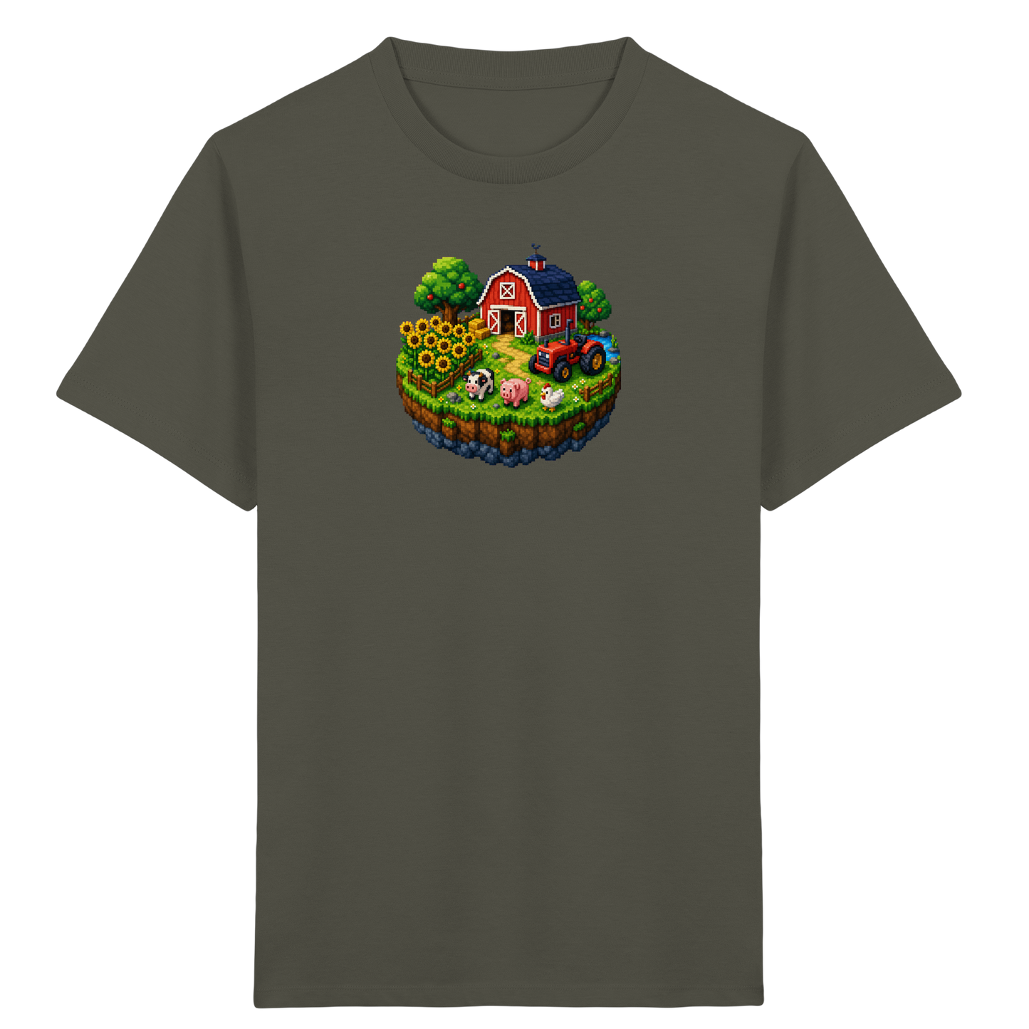 Niedliches Bauernhof Pixel-Art T-Shirt - Kinder Bio T-Shirt