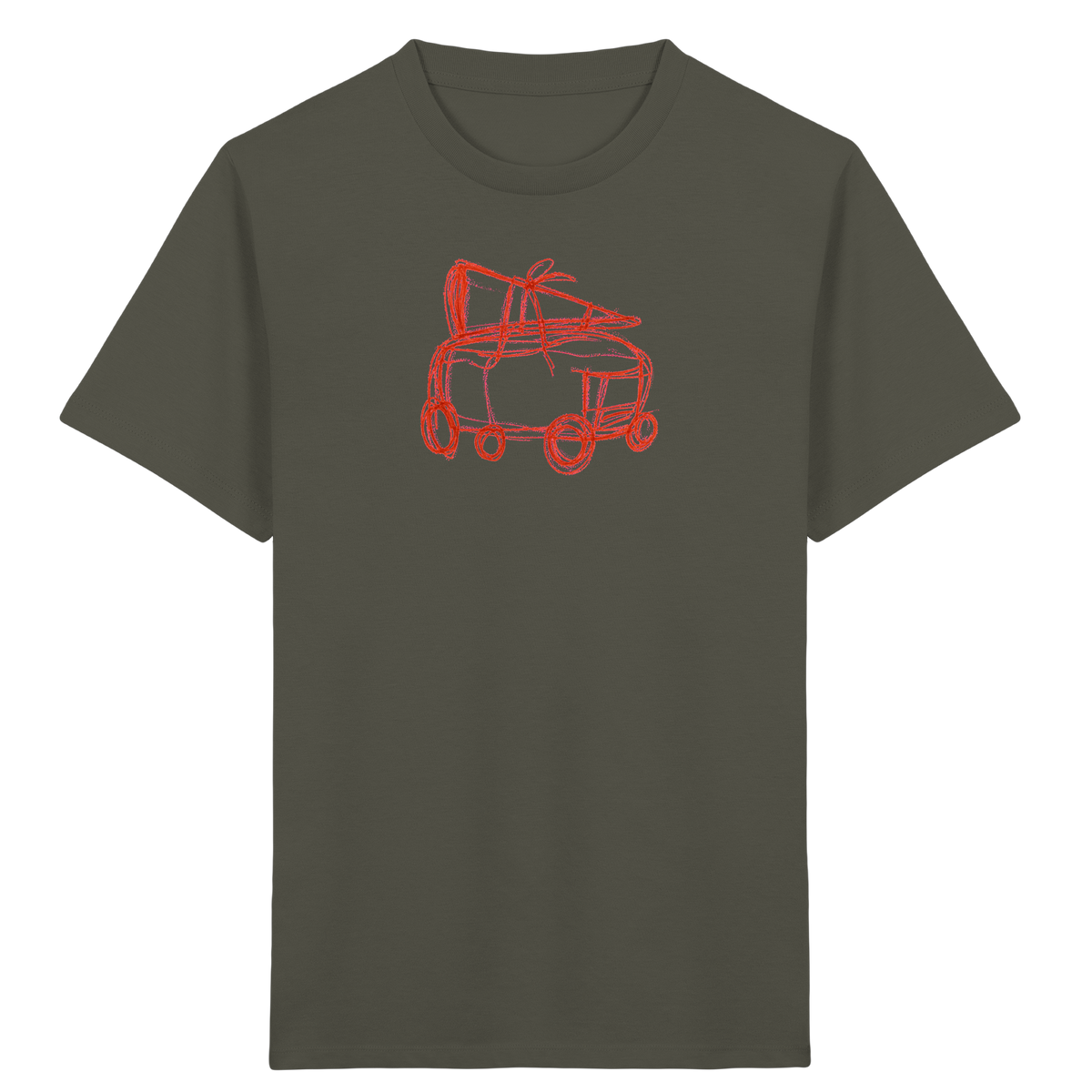 Rostroter Schulbus mit Schultüte - Kinder Bio T-Shirt