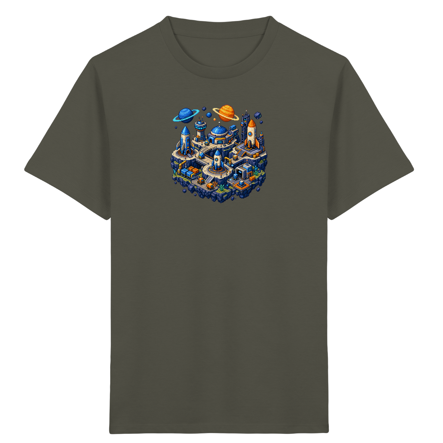 Futuristische Weltraumbasis Pixel Art T-Shirt - Kinder Bio T-Shirt