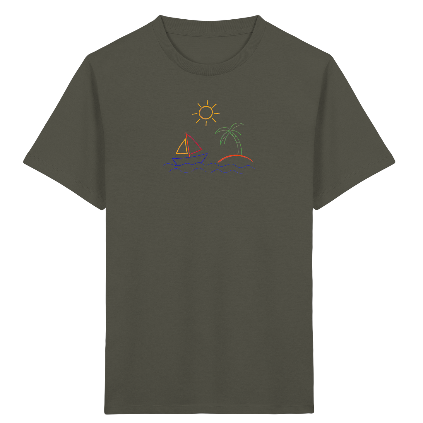 Fröhliches T-Shirt mit Segelboot Motiv - Kinder Bio T-Shirt