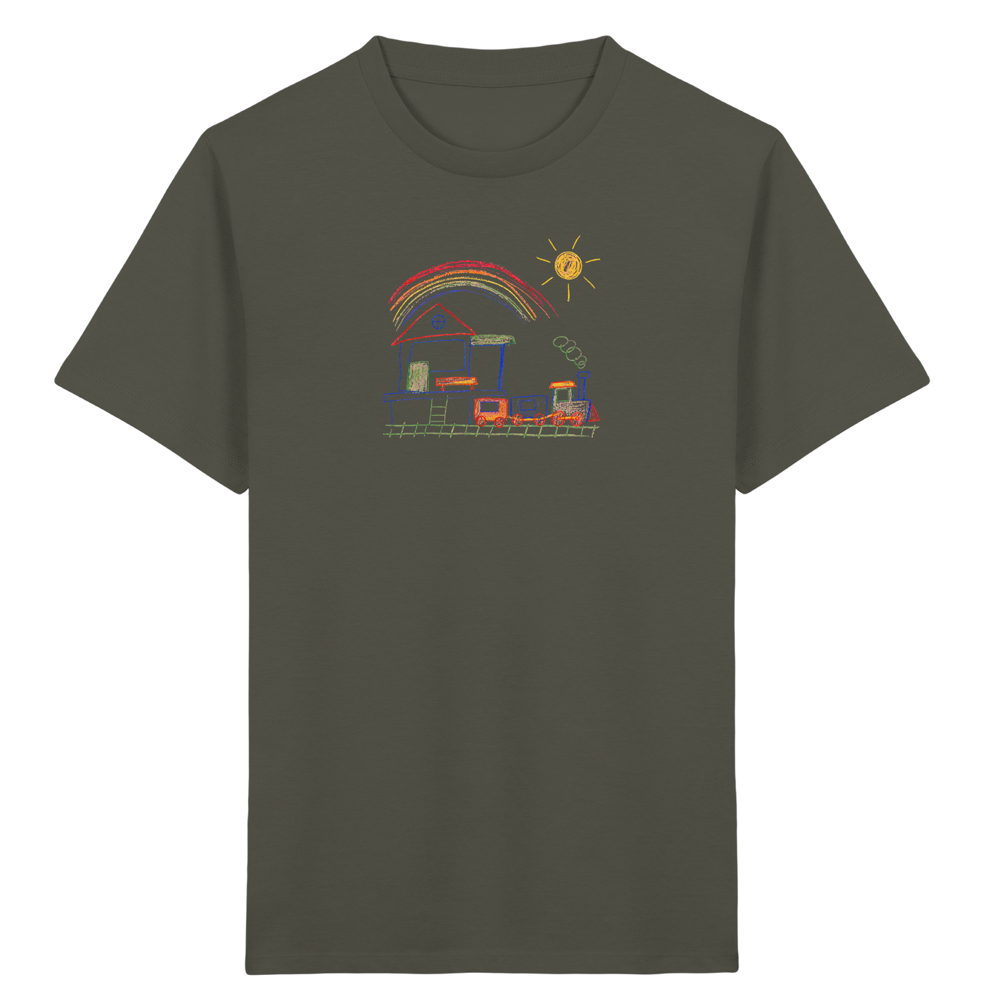 Buntes Kinder T-Shirt mit Zugmotiv - Kinder Bio T-Shirt