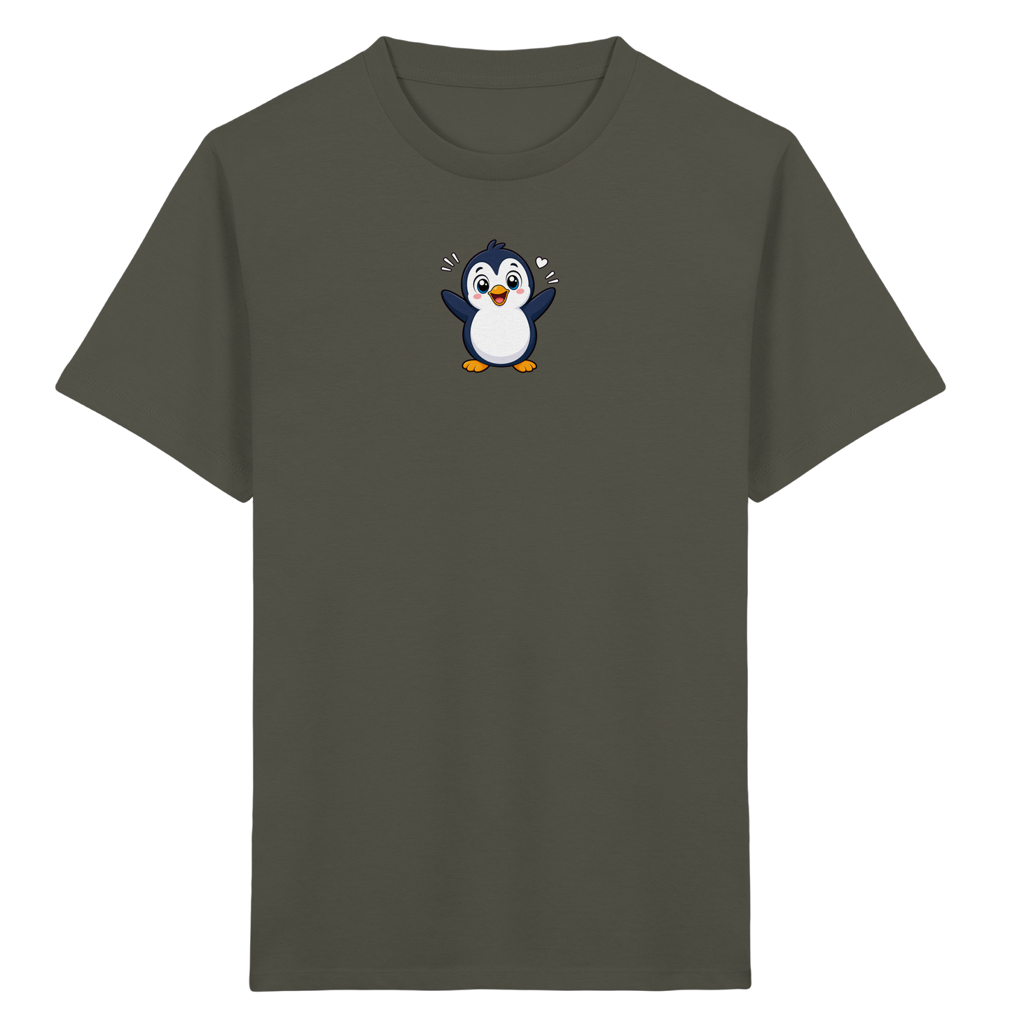 Fröhlicher Pinguin: Kinder-T-Shirt mit Herzchen - Kinder Bio T-Shirt