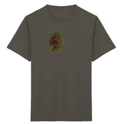 Abstraktes Kritzel-T-Shirt mit roter Linie - Kinder Bio T-Shirt