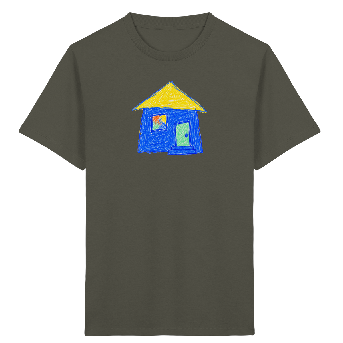 Blaues Regenbogenfenster Haus - Kinder Bio T-Shirt